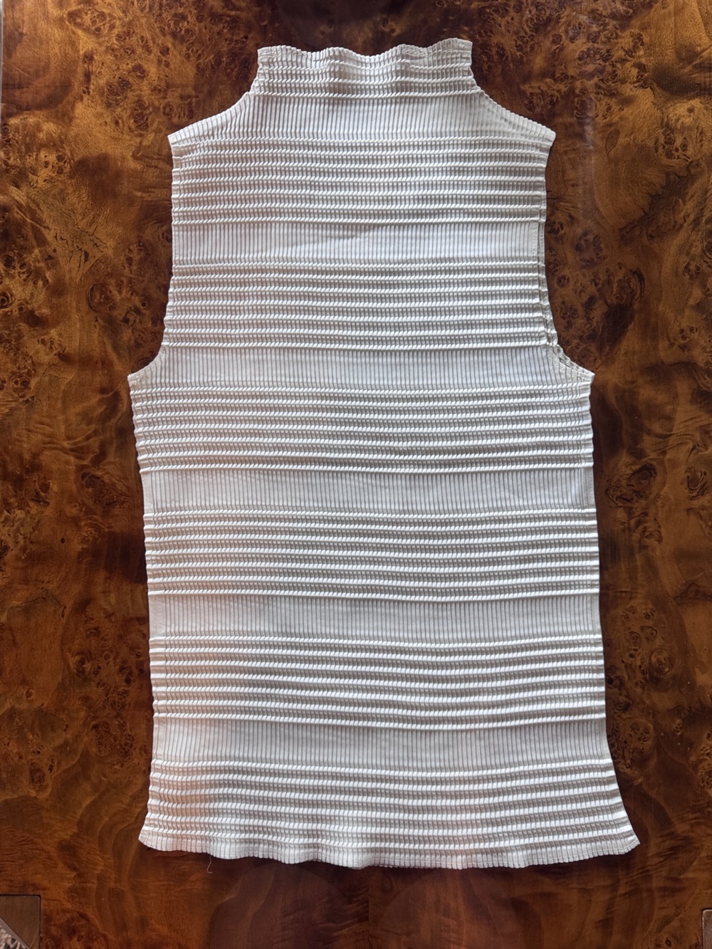 NICOLA White Ribbed Tank with Subtle Stripes